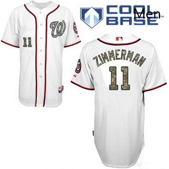 Mens Majestic Washington Nationals 11 Ryan Zimmerman Replica White USMC Cool Base MLB Jersey